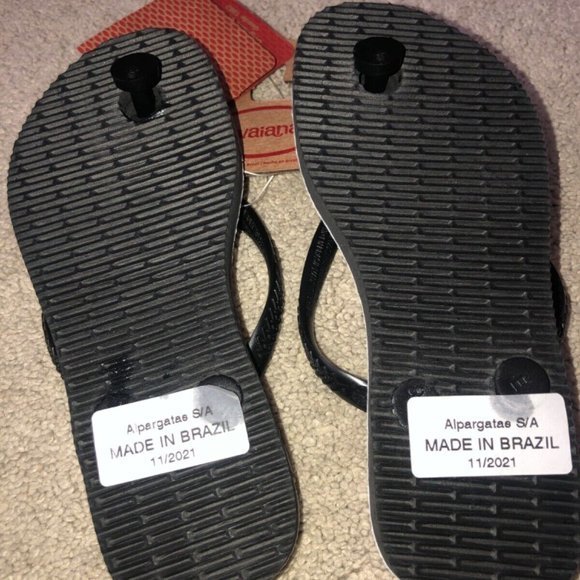 Havaians Hawaiian Print Floral Flip Flops Kids US size 11 12 C 11/12C NWT - Picture 3 of 7